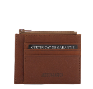 Porte-cartes Arthur&Aston 1978-271-B couleur cognac vue de face.