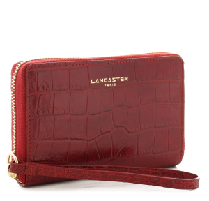 Portefeuille zippé Lancaster Exotic Lézard & Croco 124-12 ROUGE Rouge vue de côté
