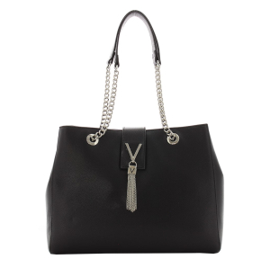 Sac d'épaule similicuir grainé Valentino Divina VBS1R405G-001 couleur noir vue de face.