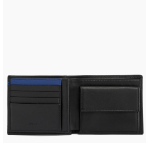 Portefeuille à rabat 2 volets Le Tanneur Martin TMIN3350N01 Noir ouvert