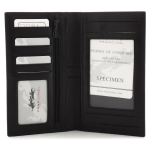 Porte-chéquier cuir pour homme Francinel Bruges 67916 Noir ouvert