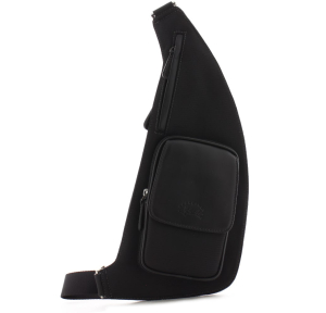 Sac asymétrique toile avec rabat cuir Francinel Porto 653107 Noir