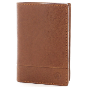 Portefeuille porte-cartes Serge Blanco en cuir ligne Anchorage, référence ANC21019 cognac face