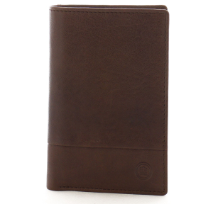 Portefeuille porte-cartes Serge Blanco en cuir ligne Anchorage, référence ANC21052 chocolat face