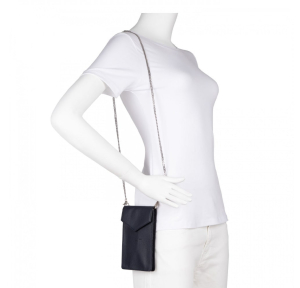 Pochette smartphone femme en cuir Lancaster Foulonne Pm Bleu Foncé 170-27 porté