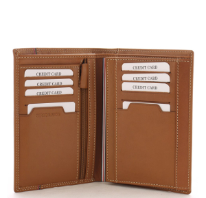 Portefeuille porte-cartes Serge Blanco Vancouver en cuir VAN21021 149, cognac, ouvert