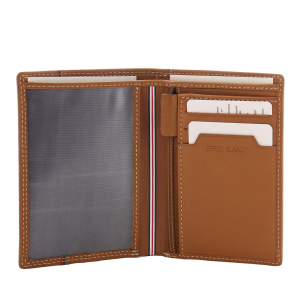Portefeuille porte-cartes Serge Blanco  Vancouver VAN21052 149 couleur cognac vue intérieur.