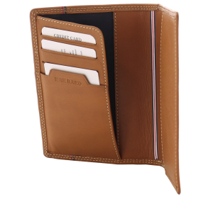 Portefeuille porte-cartes Serge Blanco Vancouver VAN21057 149 couleur cognac vue intérieur.