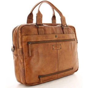 Serviette double en cuir Gianni Conti Vintage 4101283 Cognac vue de profil