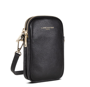 Pochette smartphone Lancaster Dune en cuir grainé 129-28-NOIR côté