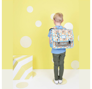 Cartable 2 compartiments Caméléon Retro RET-CA35 couleur Renard Gris mis en scène.