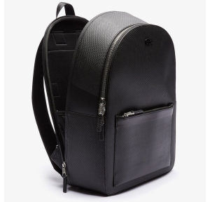 Sac à dos homme Lacoste Chantaco cuir piqué NH3269CE 000 Noir côté