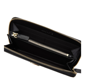 Portefeuille zippé Lacoste Amelia NF3702ME couleur noir vue de l'interieur.