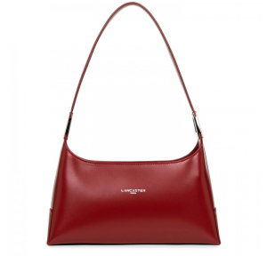 Sac besace baguette Lancaster Suave Ace cuir lisse 433-20 Rouge Carmin