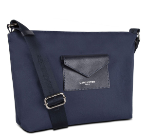 Sac besace Lancaster zippée Smart KBA 516-28-BL/FO de couleur bleu foncé, vue de côté