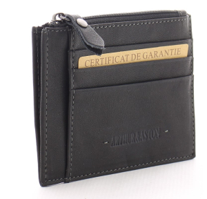 Porte-cartes Arthur Aston en cuir référence 2028-271-A couleur noir vue de profil