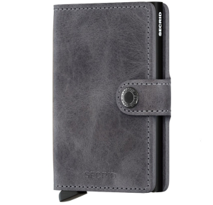 Porte-cartes Secrid Miniwallet Vintage cuir effet vieilli MV-GREY-BLACK (Gris intérieur noir)