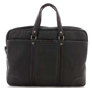 Porte-documents en cuir 3 compartiments Arthur Aston 2158-03-A de couleur noir, vue de face