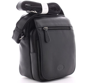 Sac bandoulière en cuir lisse Palerme Francinel 652047NR de couleur noir, vue de côté