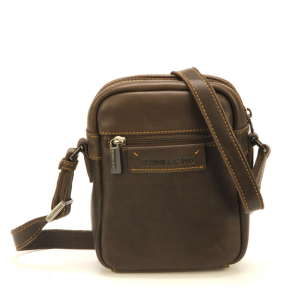 Sac bandoulière en cuir de vachette Johany Arthur & Aston 2028-09-C couleur châtaigne vue de face