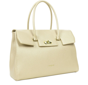 Grand sac cabas épaule Lancaster Foulonné Milano 547-57 couleur champagne vue de coté