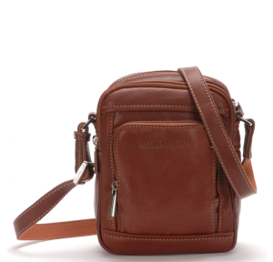 Sacoche bandoulière cuir plongé Pablo 1589-08B cognac vue de face