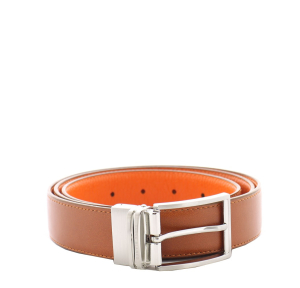 Ceinture Serge Blanco en cuir à boucle rectangulaire  MT12211A125000149 Cognac enroulée
