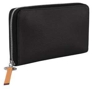 Portefeuille long zippé Longchamp Le Pliage City 30026HYQ001 Noir vue de côté avec fermeture zippée