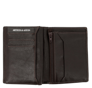 Portefeuille européen (2 volets) Arthur & Aston Novak 576-800 Châtaigne (Marron foncé) ouvert