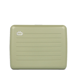 Porte-cartes de crédit aluminium grand format Ogon Smart Case V2L CACTGREEN de couleur cactus green, vue de face