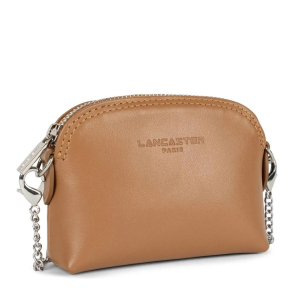 Porte-monnaie zippé Lancaster Paris PM avec chaînette 131-020-CAMEL Camel  vue de côté avec bandoulière