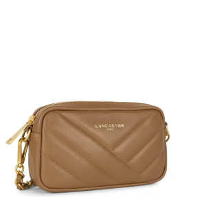 Mini pochette smartphone Lancaster Soft Matelassé 530-36-CAMEL Camel vue de côté avec bandoulière amovible