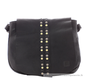 Sac porté bandoulière à rabat en cuir Hancock HAK2L noir