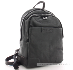 Sac à dos 2 soufflets petit format Arthur Aston Marco 2158-196A couleur noir vue de profil