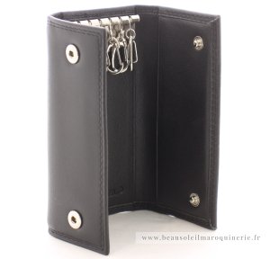 Porte clés à rabat Venise cuir lisse Francinel 37970NR vue de côté