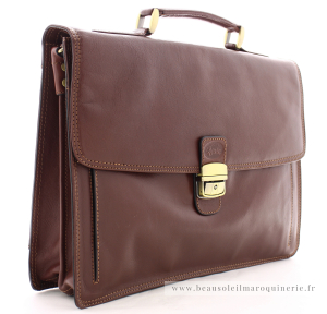 Serviette 2 soufflets Business Rabat Francinel 651010MAR couleur marron, vue de côté