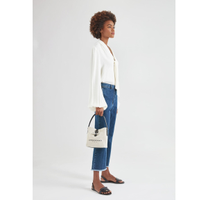 Sac seau S Longchamp Roseau Essential Toile 10159HSG037 écru porté