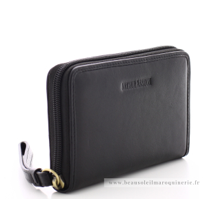 Porte-monnaie zippé Arthur Aston Edith A123-192-A couleur noir, vue de côté