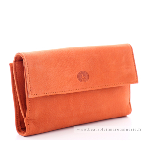 Grand compagnon/porte cartes Frandi Nubuck 573.96 couleur orange vue de profil