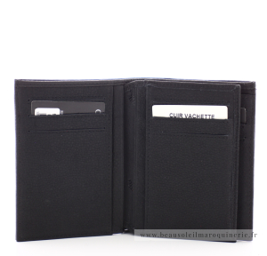 Portefeuille en cuir 1978-127-A Arthur & Aston couleur noir ouvert