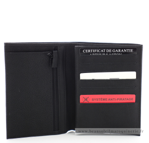 Portefeuille en cuir de vachette Arthur & Aston 1978-423A couleur noir vue intérieur.