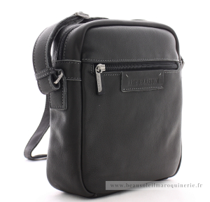 Sac porté travers en cuir Johany 2028-10-A couleur noir, vue de côté