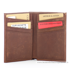Porte cartes Arthur & Aston Pablo 1589-119B couleur cognac vue intérieur