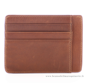 Porte cartes Arthur Aston en cuir de vachette Ligne 1589-147-B cognac