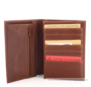 Portefeuille homme cuir plongé Arthur et Aston Pablo 1589-424B cognac intérieur
