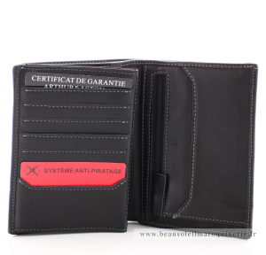 Portefeuille Arthur&Aston Novak 576643A de couleur noir vue intérieure détail fentes cartes