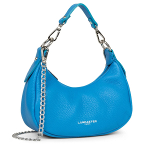 Sac hobo Lancaster zippé Studio Mimi 222-37-BL/AZ couleur Bleu azur vue de profil