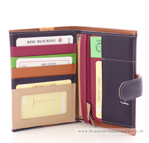 Portefeuille multicolore en cuir 6 fentes - Francinel