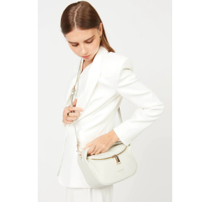Sac bandoulière zippé Lancaster Vanity Ceau 547-72 BLC/CA couleur Blanc cassé porté