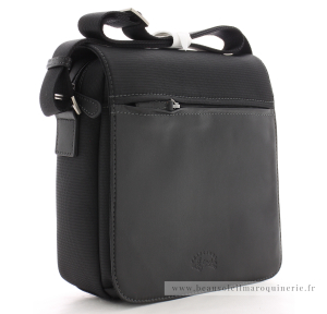 Sac bandoulière Francinel bimatière à rabat Porto 653109 NOIR vue de profil